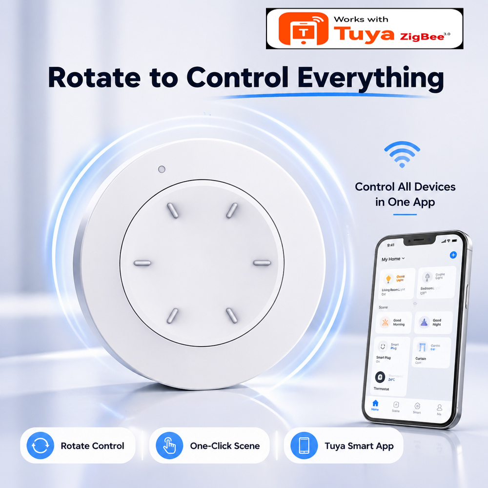 Home Automation Ideas - Умный ZigBee-переключатель с поворотной ручкой, совместимый