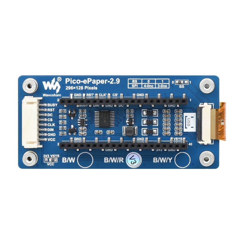Display Epaper 2.9 - Модуль дисплея Waveshare Pico-ePaper-2.9-B, 2.9 дюйма,
