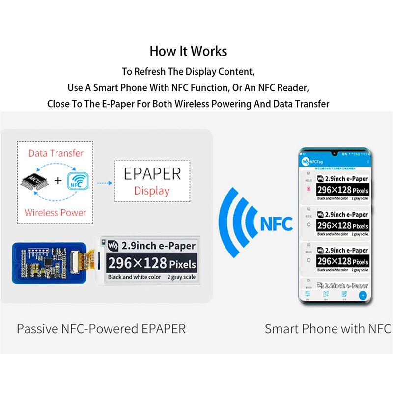 Display Epaper 2.9 - A49T 2,9-дюймовый беспроводной модуль дисплея E-Ink