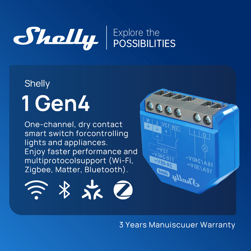 Shelly 1 Gen4 Zigbee Dry Conta – обзор и цена Shelly Relay Module